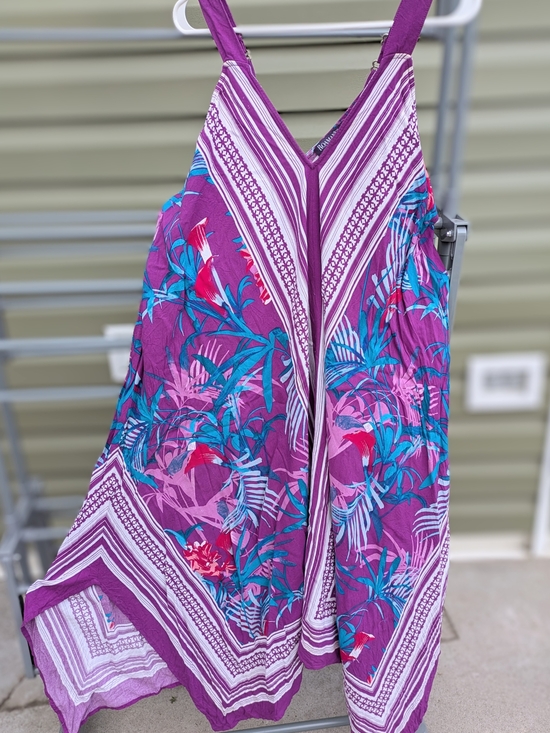 Roaman's Dresses & Skirts - Roaman's Purple Floral & Teal Swim Coverup